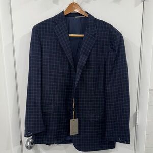Canali Men's Navy Checkered Blazer